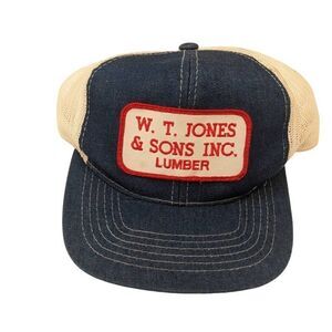 W.T. Jones & Sons Inc‎ Lumber Company Trucker Cap Snapback Hat Mesh Vtg 80s 90s